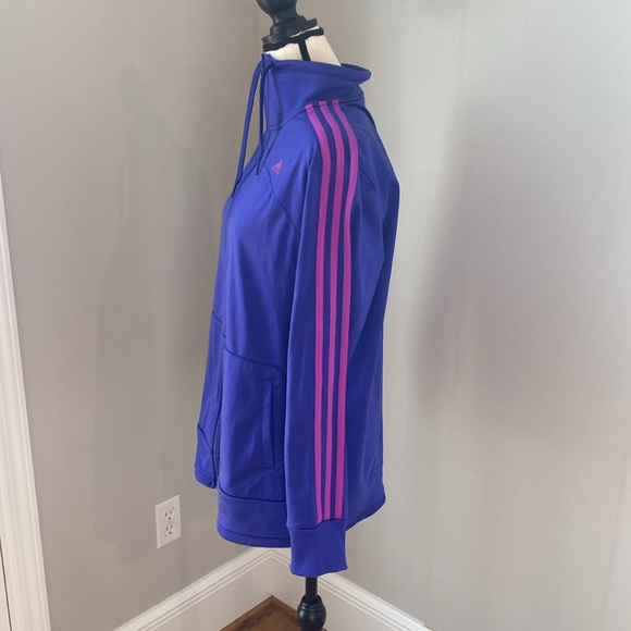 Vintage Adidas track suit top blue and purple three stripes workout layering - Picture 4 of 12